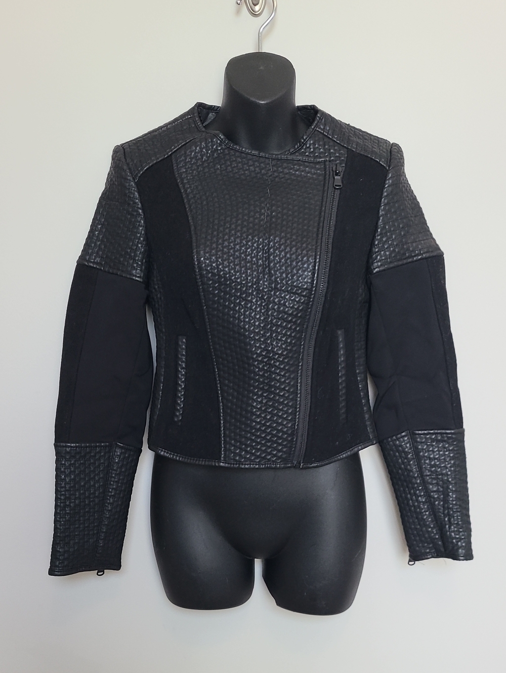 Cache XS Black Moto Jacket Faux Leather